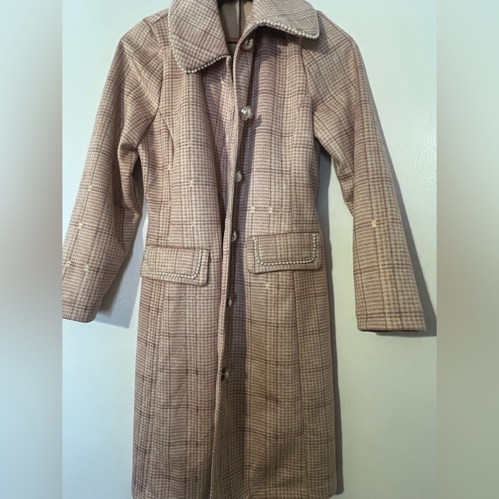 Baby Pink Pearl Trimmed Coat